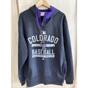 Colorado Rockies Hoodie Mens Large Black MLB Baseball Authentic Collection